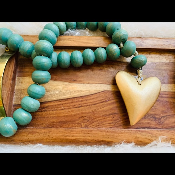 Mango Wood Bead Strand with Heart - Picture 2 of 5